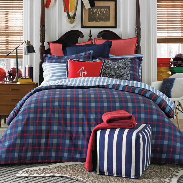 Tommy Hilfiger Blue/Red 100 Cotton 144 TC Reversible Comforter Set
